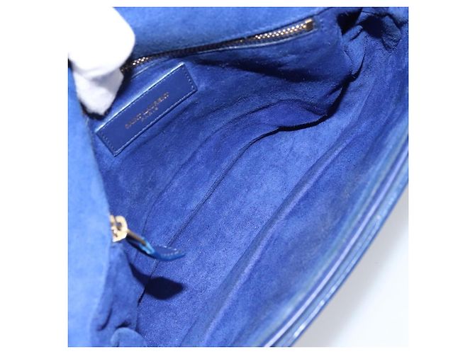 Autre Marque Saint Laurent Chyc Flap Leather Medium Blu - vista 5