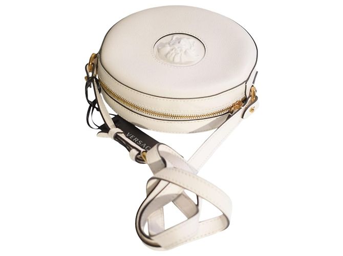 Versace Borsa a tracolla rotonda La Medusa pelle bianca Bianco - vista 7