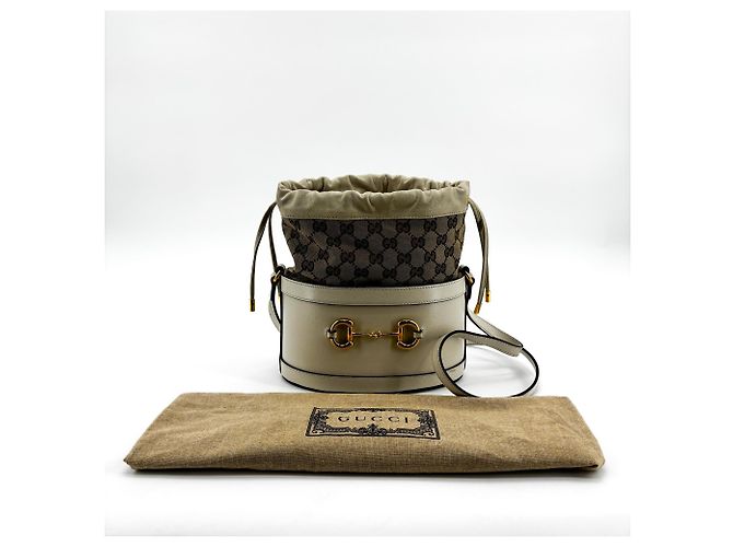 Gucci Horsebit 1955 Bucket Leather Small Bianco - vista 2