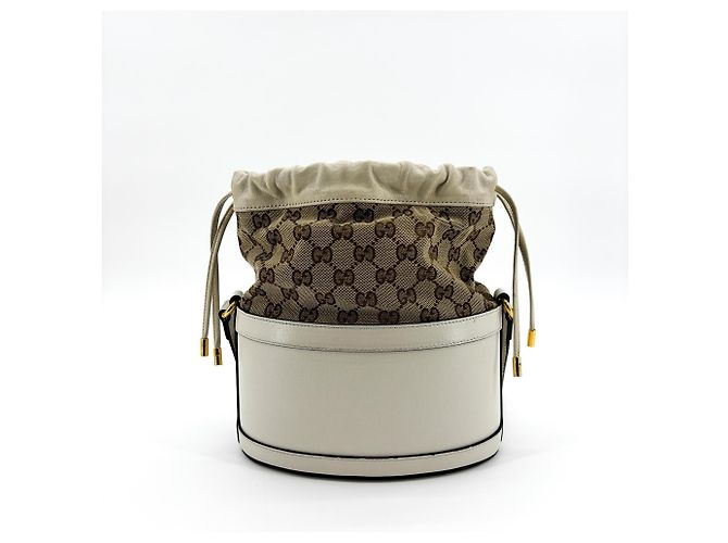Gucci Horsebit 1955 Bucket Leather Small Bianco - vista 3