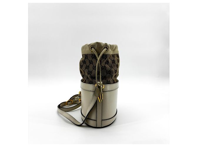 Gucci Horsebit 1955 Bucket Leather Small Bianco - vista 4