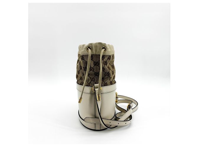 Gucci Horsebit 1955 Bucket Leather Small Bianco - vista 5