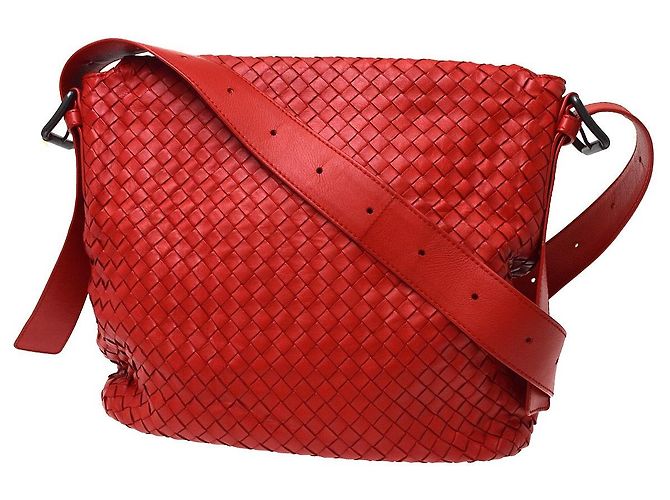 Bottega Veneta Borsa a Tracolla Square Flap Intrecciato Nappa Medium Rosso - vista 2