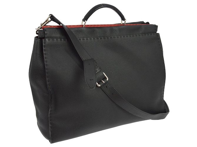 Fendi Selleria Peekaboo Fit Leather Regular Schwarz - Ansicht 2