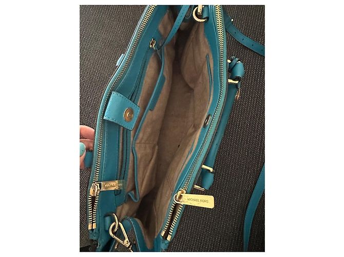 Borsa Tote Michael Kors in pelle blu - vista 2