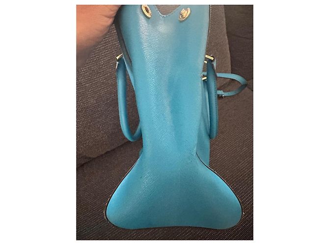 Borsa Tote Michael Kors in pelle blu - vista 5