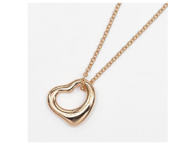 Tiffany & Co. Elsa Peretti Open Heart Pendente 3 Diamanti Oro Rosa 18K e Diamanti 11mm D'oro - vista 2