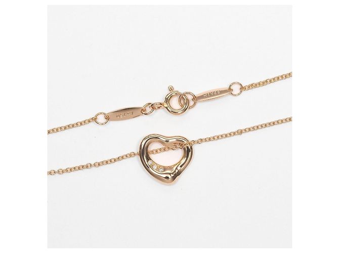 Tiffany & Co. Elsa Peretti Open Heart Pendente 3 Diamanti Oro Rosa 18K e Diamanti 11mm D'oro - vista 4