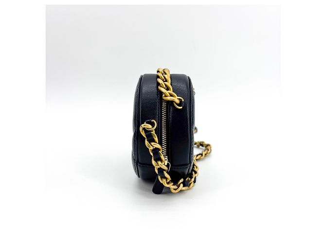 Chanel Round Flap Chevron Calfskin Mini Marineblau - Ansicht 4