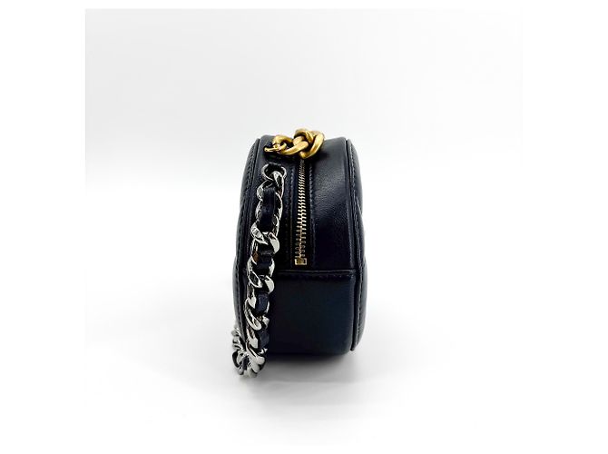 Chanel Round Flap Chevron Calfskin Mini Marineblau - Ansicht 5