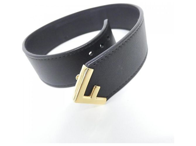Collana Choker Fendi in pelle di vitello Nero D'oro - vista 7