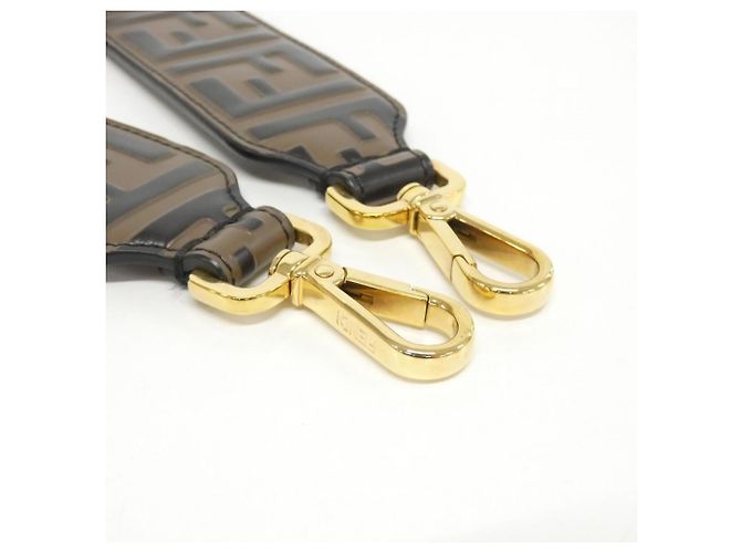 Tracolla Fendi 8AV077 A5PJ in pelle di vitello marrone e oro D'oro - vista 5