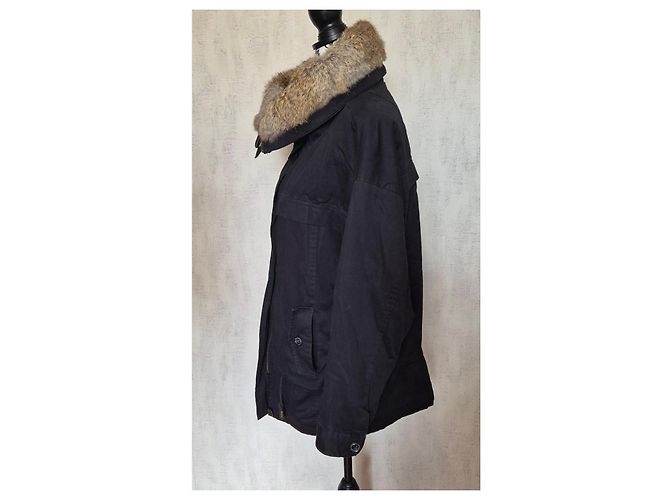 Bel Air Parka de Algodón para Mujer con Cuello de Piel - Negro - vista 2