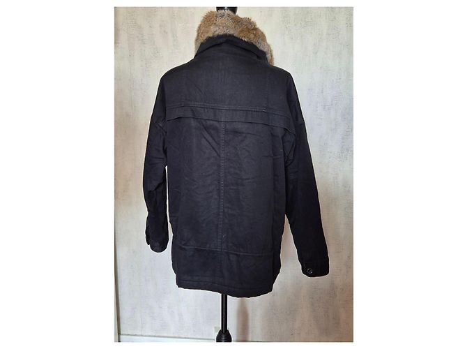 Bel Air Parka de Algodón para Mujer con Cuello de Piel - Negro - vista 3