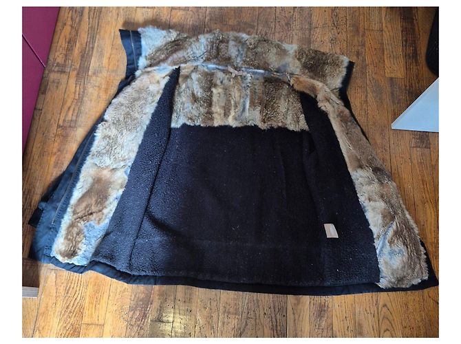Bel Air Parka de Algodón para Mujer con Cuello de Piel - Negro - vista 6