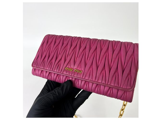 Miu Miu Shoulder Matelasse Leather mini Rosa - vista 5