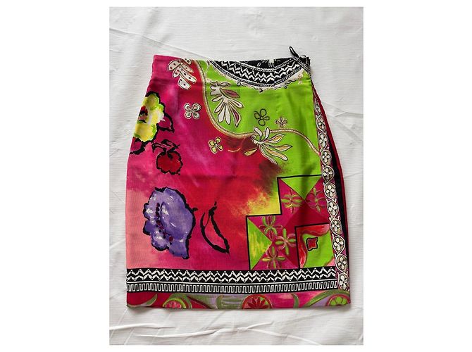 Minifalda Gianni Versace Couture estampado floral Negro Rosa Blanco Roja Verde Púrpura - vista 3