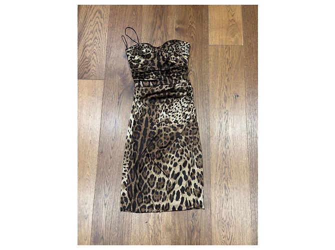 Dolce & Gabbana Vestido palabra de honor estampado leopardo Castaño Estampado de leopardo - vista 2