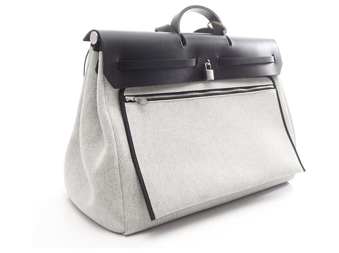 Hermès Hermes Herbag Zip 50 Retourne Cabin Borsa Boston 2-Way Nero Multicolore Crudo - vista 2