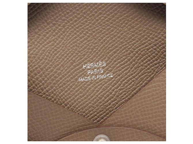 Hermès Cartera Hermes Calvi - Monedero en piel Epsom Castaño Gris pardo - vista 5