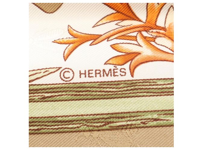Hermès Lenço Hermes Herbier de Gavarnie 90 Branco Multicor Bege - vista 2