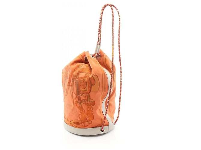 Hermès Borsa a tracolla Hermes Soie Coeur 22 Brides de Gala Multicolore Arancione - vista 2