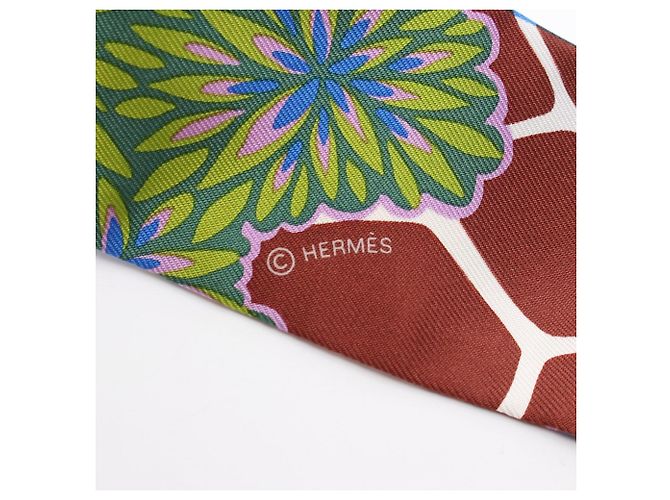 Hermès Lenço Hermes Twilly THE THREE GRACES Marrom Azul Multicor - vista 4