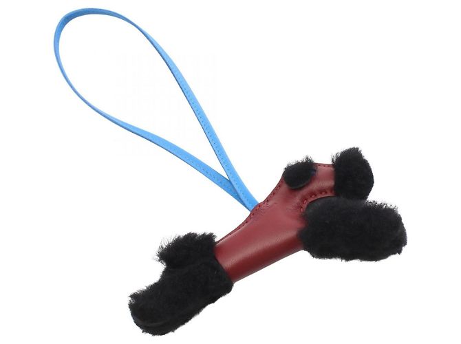 Charm per borsa Hermès Nero Rosso Pelle di Agnello Bordò - vista 2