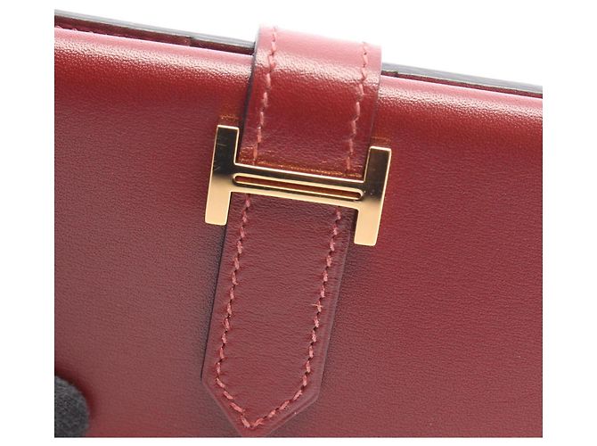 Hermès Hermes Bearn Compact Bi-fold Wallet Red Dark red - view 8