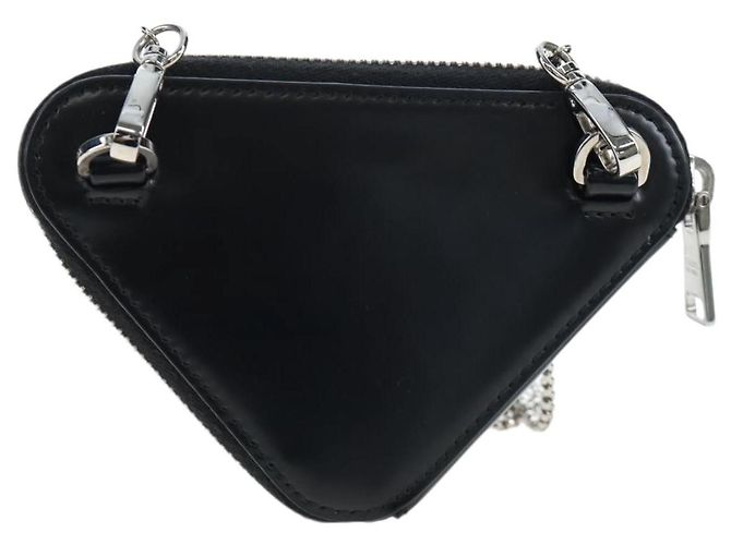 Prada Triangle Logo Zip Embossed Leather Mini Black - view 2