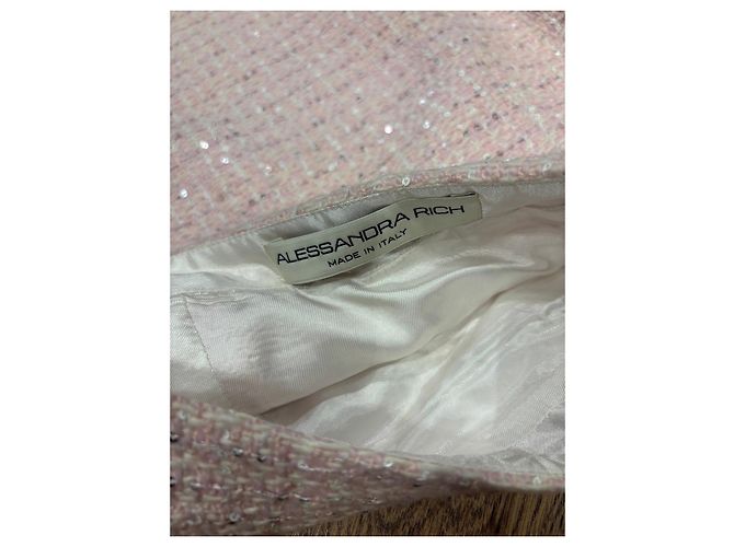 Alessandra Rich Minifalda de tweed rosa con lentejuelas - vista 3