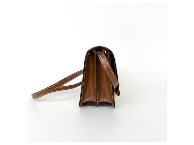 Bolsa Tiracolo Burberry TB Monogram E-Canvas Bege - vista 4