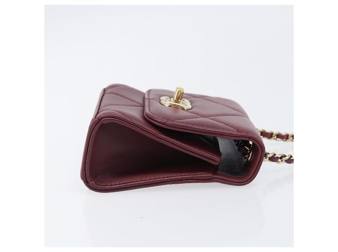 Chanel Trendy CC Clutch mit Kette aus gestepptem Lammleder Small Bordeaux - Ansicht 3