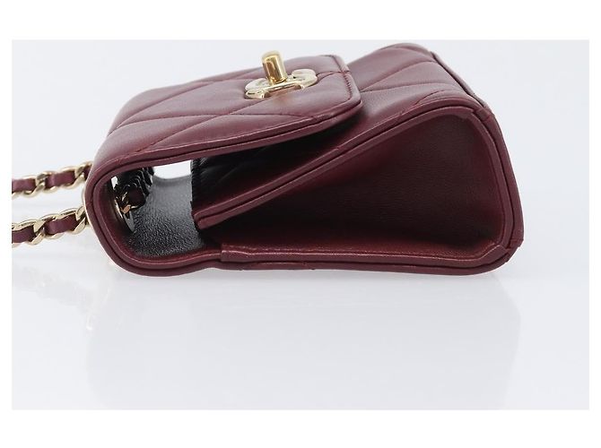 Chanel Trendy CC Clutch mit Kette aus gestepptem Lammleder Small Bordeaux - Ansicht 4