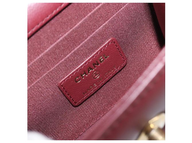 Chanel Trendy CC Clutch mit Kette aus gestepptem Lammleder Small Bordeaux - Ansicht 6