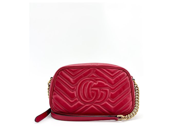 Gucci GG Marmont Camera Embroidered Matelasse Velvet Small Rosso - vista 2