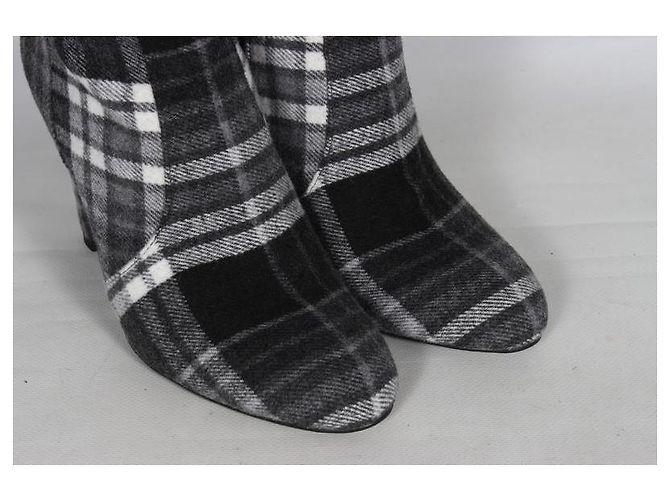 Autre Marque The Coat Grey Check Wool Blend Over-the-Knee Boots Black White - view 10