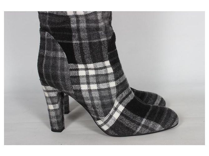 Autre Marque The Coat Grey Check Wool Blend Over-the-Knee Boots Black White - view 9