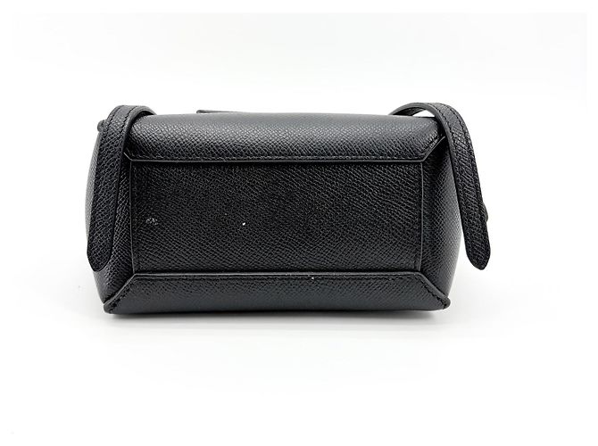 Céline Mala Satchel com fecho e cinto em pele com tachas e tela Small Celine Preto - vista 5