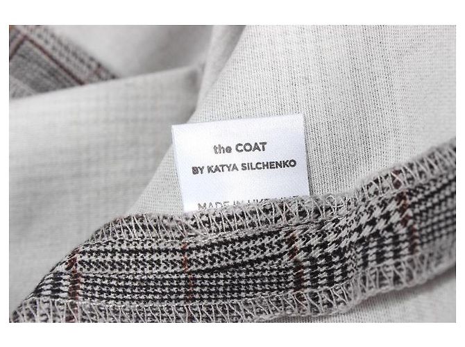 Autre Marque The Coat by Katya Silchenko Saia Lápis Xadrez Cinza - vista 6