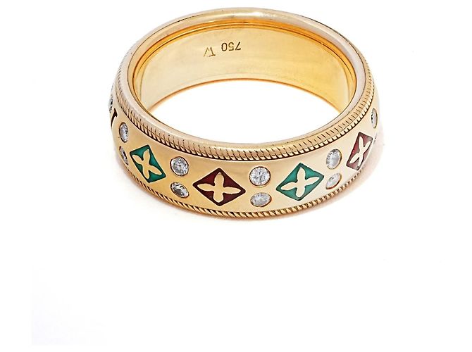 Autre Marque Anello Wellendorff Flieder in oro giallo 18K diamanti e smalto Bianco Rosso D'oro Verde - vista 3