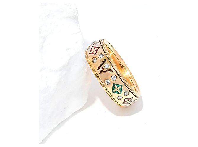Autre Marque Anello Wellendorff Flieder in oro giallo 18K diamanti e smalto Bianco Rosso D'oro Verde - vista 4