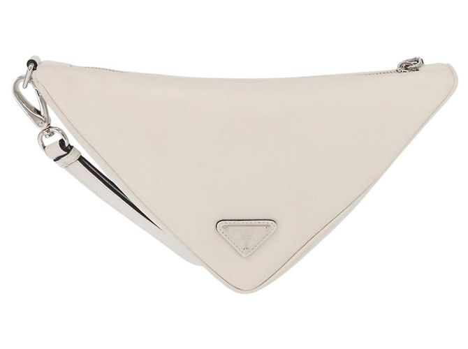 Pochette Prada con logo Triangle in pelle goffrata Bianco - vista 2
