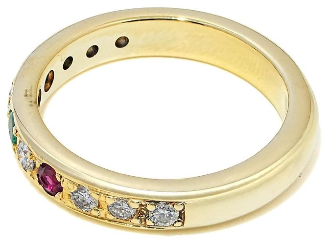 Autre Marque Gelbgold Memory-Ring mit Brillanten, Rubin, Saphir & Smaragd Weiß Rot Blau Grün - Ansicht 5
