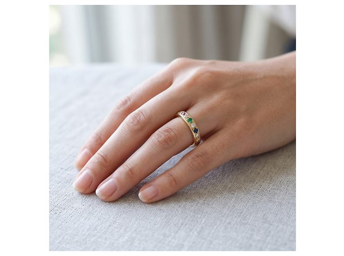 Autre Marque Gelbgold Memory-Ring mit Brillanten, Rubin, Saphir & Smaragd Weiß Rot Blau Grün - Ansicht 6
