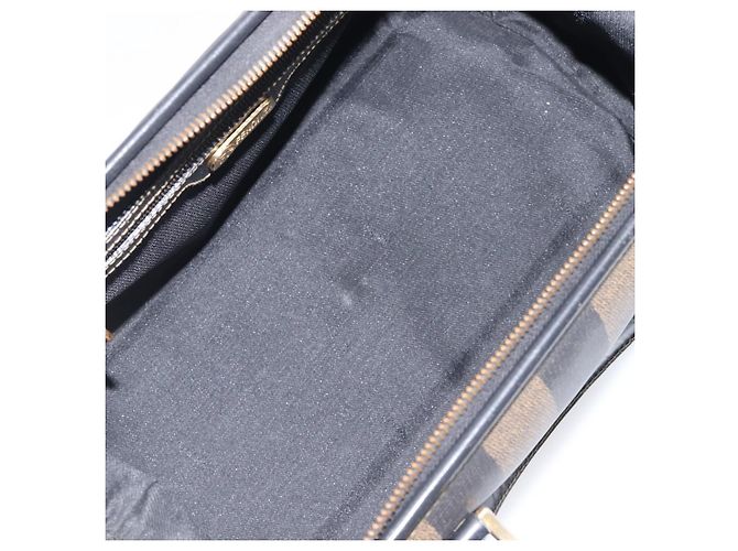 Pequin Borsa a mano FENDI Pecan Canvas PVC Nero Marrone Auth 204451V - vista 10