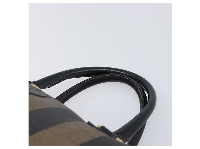 Pequin Borsa a mano FENDI Pecan Canvas PVC Nero Marrone Auth 204451V - vista 14