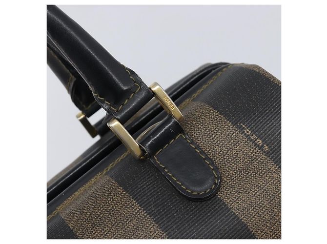 Pequin Borsa a mano FENDI Pecan Canvas PVC Nero Marrone Auth 204451V - vista 18