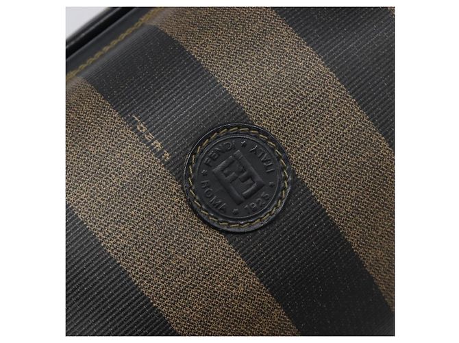 Pequin Borsa a mano FENDI Pecan Canvas PVC Nero Marrone Auth 204451V - vista 19