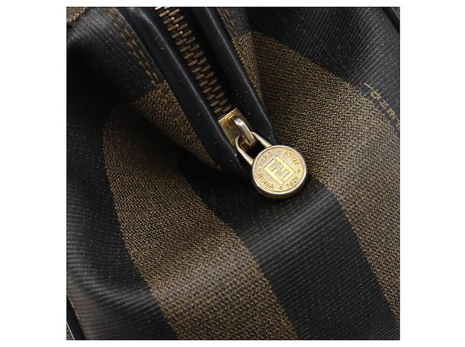 Pequin Borsa a mano FENDI Pecan Canvas PVC Nero Marrone Auth 204451V - vista 20